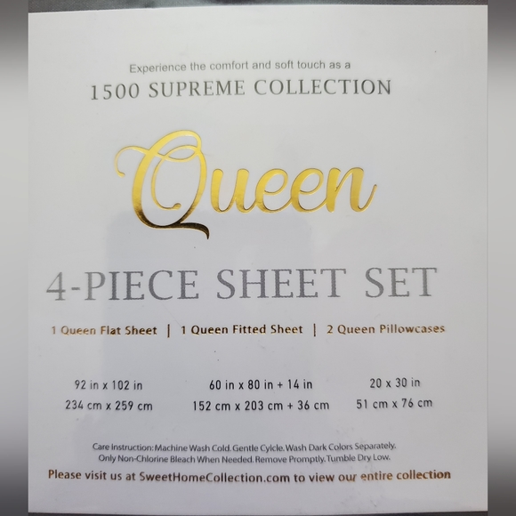 Sweet Home Collection 1500 Thread Count Deep Pocket Sheet Set - Picture 3 of 3